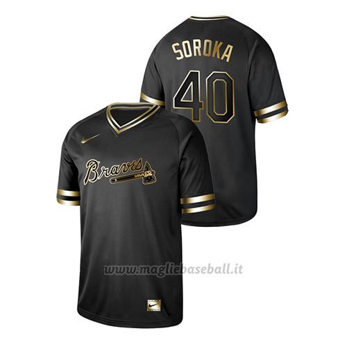 Maglia Baseball Hombre Atlanta Braves Mike Soroka 2019 Golden Edition Nero